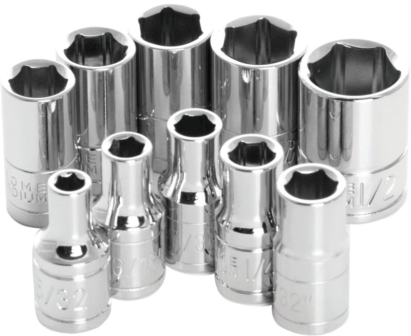 Performance Tool W36002 1/4-Inch Drive 6-point SAE Socket Set, 10-Piece
